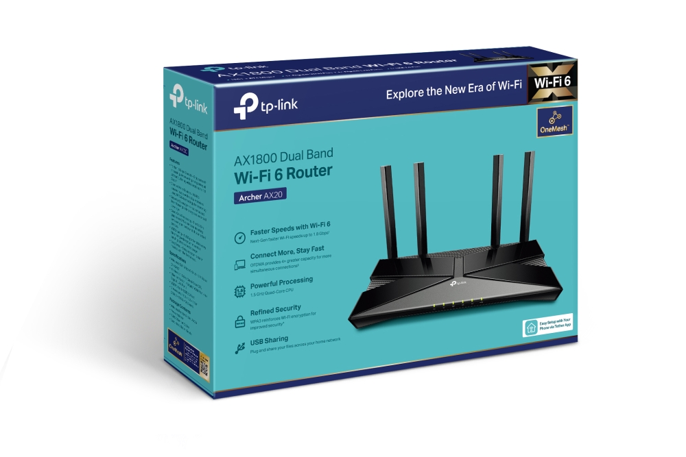 TP-LINK Archer AX20 AX1800 Dual-Band Wi-Fi 6 Router